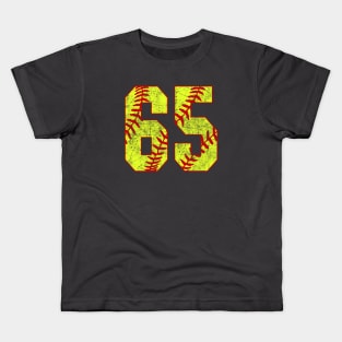 Fastpitch Softball Number 65 #65 Softball Shirt Jersey Uniform Favorite Player Biggest Fan Kids T-Shirt